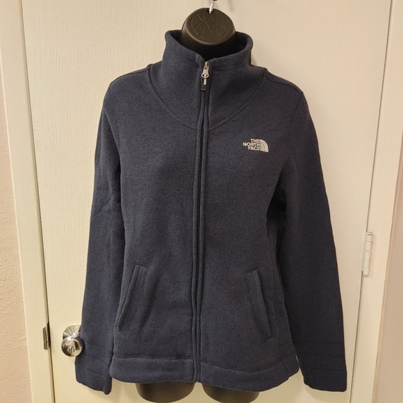 ⚡SALE NAVY The North Face Sweater Fleece navy blue knit zip up jacket - Picture 2 of 12